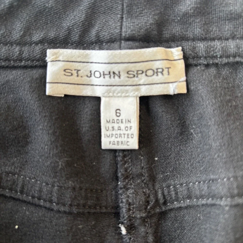 St. John Sport Womens Black Straight Leg Pants Gold‎ Hardware Size 6 Made in USA